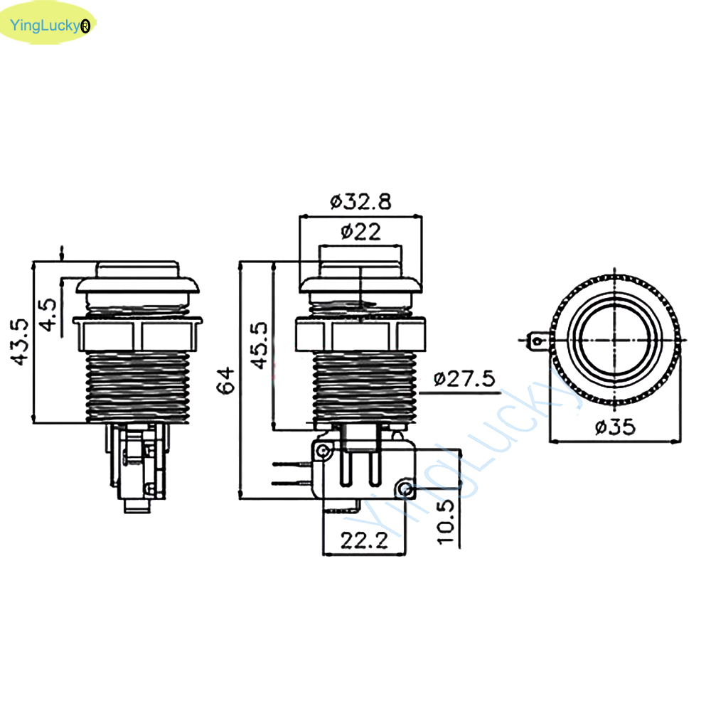 Bouton HAPP de 28 mm plaqué ar - Arcade Style Vending Machine avis et prix